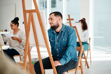 Aufkleber - Art is a form of expression. Cropped shot of a diverse group of artists sitting together and painting during an art class in a studio.