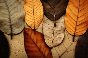 Wall Mural - autumn fall leaves texture background, created using generative ai technology