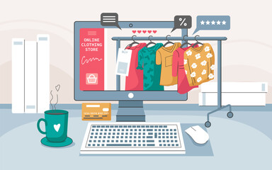 Wall Mural - online clothes store background
