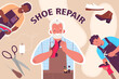 © Macrovector - Shoe Repair Flat Collage Composition