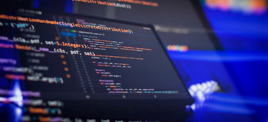 Wall Mural - software programming work time. program development concept.