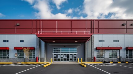 Wall Mural - Realistic render of large logistic business transport warehouse dock station. Factory and transport house. Commercial office building.	