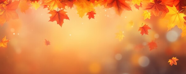 Wall Mural - Flying fall maple leaves on autumn background