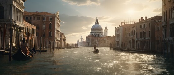 Wall Mural - A bustling city built entirely on water