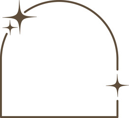 Wall Mural - aesthetic frame with stars. minimal y2k outline graphic design with sparkles. abstract arches border