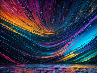 Wall Mural - abstract background of multi-colored liquid paints and lines, 3d waves and lines .AI generated