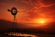 © jechm - windmill on a ranch in arid texas golden hour