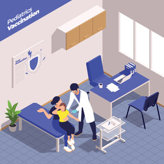 Wall Mural - Pediatrics Vaccination Isometric Composition