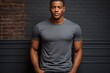Black Model Wearing Plain Grey T-Shirt. African American Youth Fashion in Nigeria: Generative AI