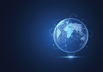 Canvas Print - global network connection. world map point and line composition concept of global business. vector i