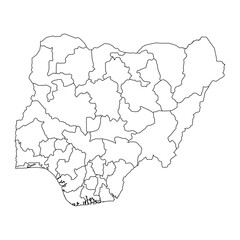  Nigeria map with states. Vector illustration.