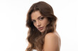 © forma82 - Portrait of beautiful brunette with  big eyes and wavy long hair on isolated white background