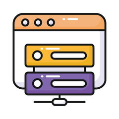 Wall Mural - web page with data server denoting web hosting concept vector, web server icon