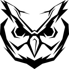 Wall Mural - Owl isolate on white illustration background image. Wild bird design logo.