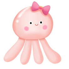 Pink Smile Face Octopus Cartoon