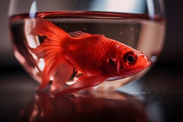 a red fish in a bowl of water