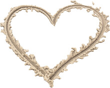 Heart Drawn In The Sand And Transparent Background.