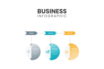 Wall Mural - Infographic design vector with circle and marketing icon diagram 3 steps