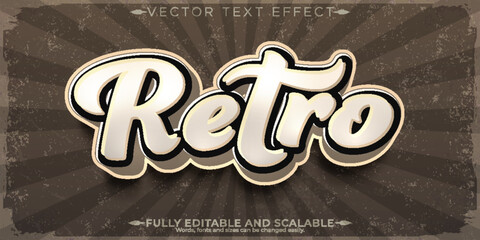 Retro, vintage text effect, editable 70s and 80s text style