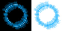 Blue Circle Holographic Futuristic With Transparent Background 