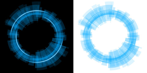 blue circle holographic futuristic with transparent background 
