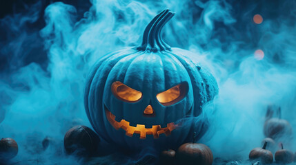 Wall Mural - halloween pumpkin on the background AI Generative