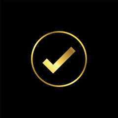 Gold Color Check Mark Checklist Badge Sticker Vector Template