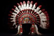 Indian headdress on black background, Indian culture concept. Generative AI