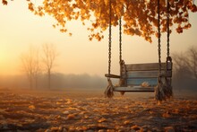 Empty Swing In Autumn: Symbol Of Loss And Melancholy - AI Generated