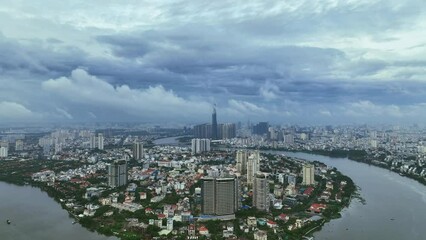 Wall Mural - Aerial view of Ho chi minh city in Vietnam.