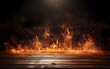 © ITrWorks - Empty Wooden Table with Fiery Background for Spicy Cuisine promotion