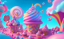Colorful Candyland Background, Generative AI Illustration.