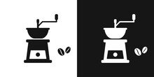 Hand Coffee Grinder Icon. Manual Bean Grinder Vector Sign