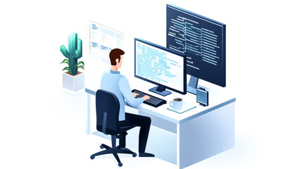 She uses her programming skills to create web development code.