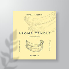 Wall Mural - aroma candle vector label template banana scent from local purveyors advert design ink style sketch 
