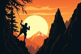 Fototapeta Młodzieżowe - silhouette of man climbing to success 