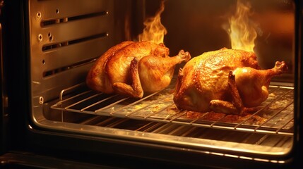 Wall Mural - roasted chicken in the oven