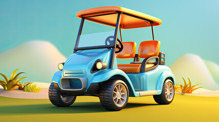 Wall Mural - creative illustration of a golf cart. Generative AI