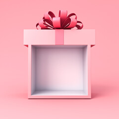 Aufkleber - Blank gift box display showcase mock up stand with pink pastel color ribbon bow isolated on pink background minimal conceptual 3D rendering