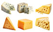 © Honey Bear - Set of different cheeses. White cheese with mold. Yellow cheese with holes. Isolated on a transparent background. KI.