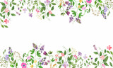 Fototapeta Kwiaty - Watercolor floral  card. Hand drawn illustration on white background.