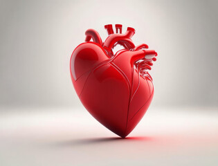 3d red heart, AI generated