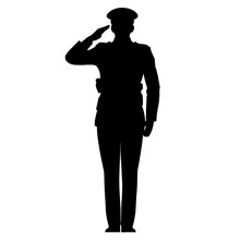 Soldier Man Salute Silhouette. Vector Illustration