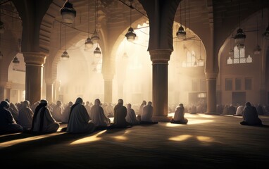 Wall Mural - muslims praying in mosque