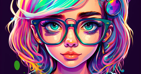 Beautiful anime style girl portrait background