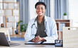 © JessicaLeigh J/peopleimages.com - Black woman, portrait and doctor in office for medical services, advice and consulting in clinic. Happy female therapist, healthcare worker and consultant at desk in hospital for wellness management