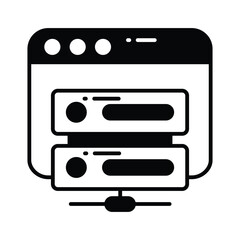 Wall Mural - web page with data server denoting web hosting concept vector, web server icon