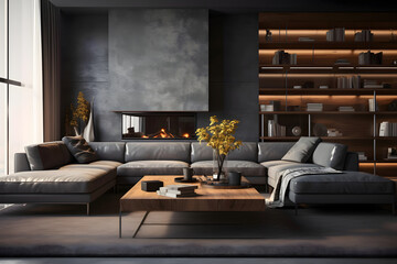 Wall Mural - A modern and cosy living room - Home design theme