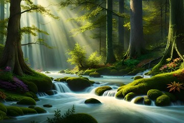 Canvas Print - waterfall in the forest