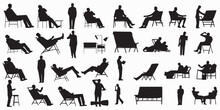 A Set Of Silhouette Relaxation  People Vector Illustration